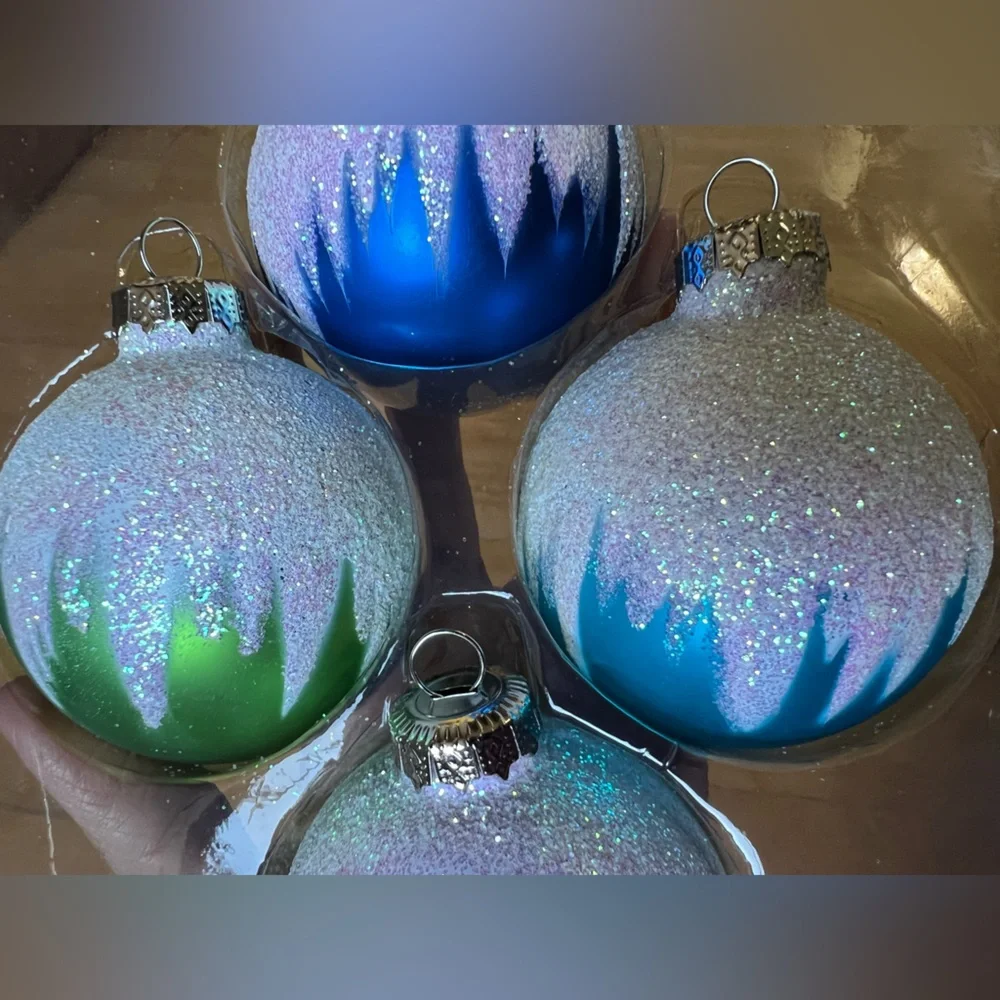 Target Glittering Blue and Green Ornaments 2004
